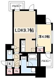 プレミアムコート葵 1LDKの間取図画像