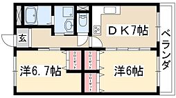 岡部ビル 2DKの間取図画像