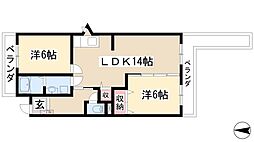 メゾン柏木 2LDKの間取図画像
