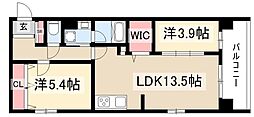 C.P.pure隼人町 2LDKの間取図画像