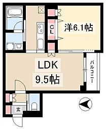 Ecrin新瑞橋 1LDKの間取図画像