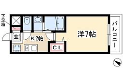 ウェントワース八雲 1Kの間取図画像