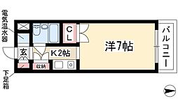 ベルマインド滝子 1Kの間取図画像