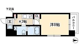 エコロジー鶴舞レジデンス 1Kの間取図画像