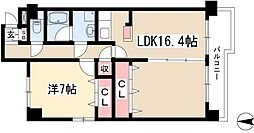 キャッスル・メイ植田 1LDKの間取図画像