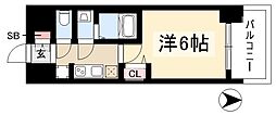 プレサンス桜山駅前アフォード 1Kの間取図画像
