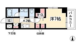 L'Allure ワンルームの間取図画像