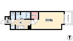 アモンリオブランシュ 1Kの間取図画像