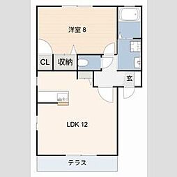 セゾン・クレールA 1LDKの間取図画像