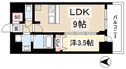プレサンス葵デュリス 1LDKの間取図画像