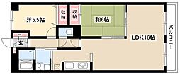 ハイネスバーグ御器所 2LDKの間取図画像