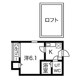 エトワール白金 1Kの間取図画像