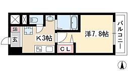 S-FORT八事 1Kの間取図画像