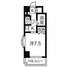 ラ・ポルテ堀田 1Kの間取図画像