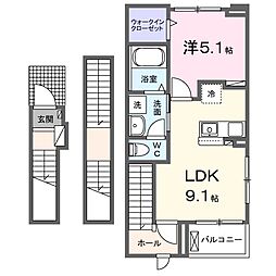 シャンテ瑞穂2 1LDKの間取図画像