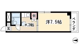 ハイツ浅井 3階1Kの間取り