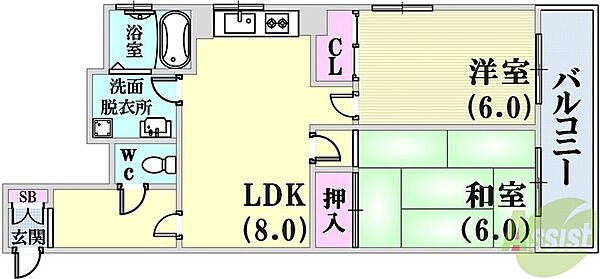 黒瀬ビル ｜兵庫県神戸市兵庫区兵庫町2丁目(賃貸マンション2LDK・3階・52.30㎡)の写真 その2