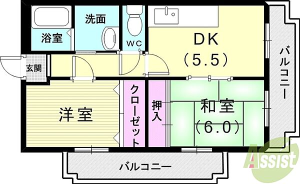 ラポール大観 ｜兵庫県明石市大観町(賃貸マンション2DK・4階・48.85㎡)の写真 その2