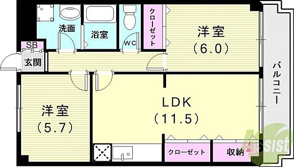 ベイビレッジＩＮＯＵＥ ｜兵庫県神戸市西区南別府4丁目(賃貸マンション2LDK・2階・56.07㎡)の写真 その2