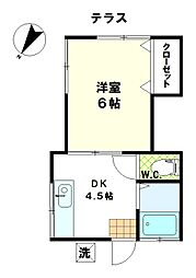 コーポ栗原 1DKの間取図画像