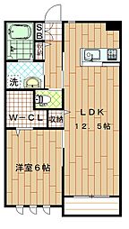 オランジュリー 1LDKの間取図画像