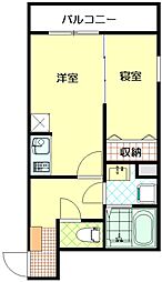 プランギ若葉 1DKの間取図画像
