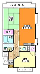 高沢第2マンション 2LDKの間取図画像