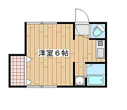 岡田荘 ワンルームの間取図画像