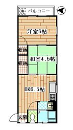 豊栄ビル 2階2DKの間取り