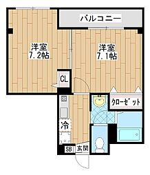 アンプルールフェール坂下 2Kの間取図画像