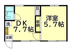 水澤蓮根コーポ 1DKの間取図画像