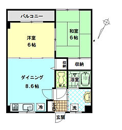 サンコート三園 1階2DKの間取り