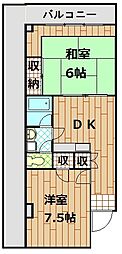 若木ブラスマンション 2DKの間取図画像