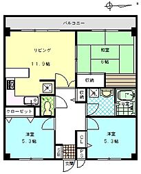 モンレーヴ 3LDKの間取図画像