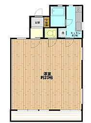 ワンハイム 1Kの間取図画像