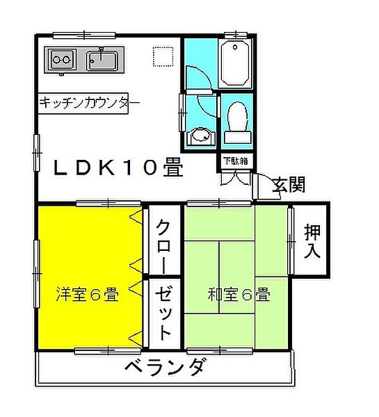 ライジングサン・Pt.I ｜茨城県神栖市木崎(賃貸アパート2LDK・2階・52.48㎡)の写真 その2