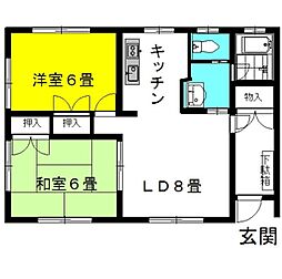 ラフォンテ・ジョイ 1階2LDKの間取り