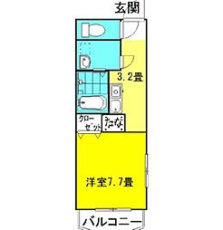 ミルキーウェイ3rd ワンルームの間取図画像
