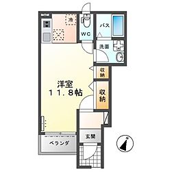 Ｌａ-recolte（ラ・レコルト） 1階1Kの間取り