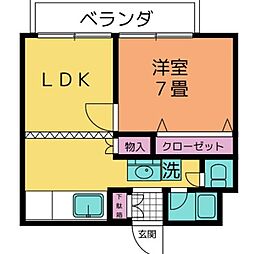 メゾン・ド・リーフ 2階1LDKの間取り