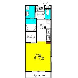 ラ・フォンテスクエア1 ワンルームの間取図画像