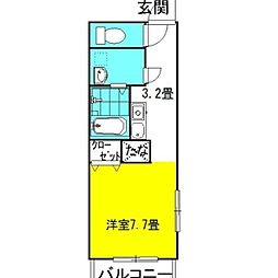 ミルキーウェイ3rd ワンルームの間取図画像