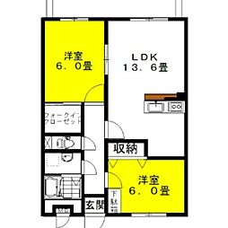 シティコート2 2LDKの間取図画像