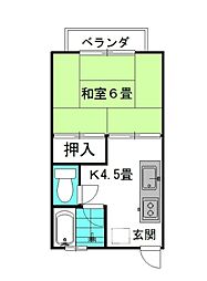 ジュエルボックスオーサワ 1Kの間取図画像