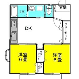 グラシアス・レオーネ 2DKの間取図画像