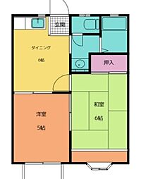 ヤングハウスD 2DKの間取図画像
