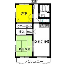 パルクエクセラン 2DKの間取図画像