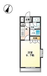 カラードリーブス 1Kの間取図画像