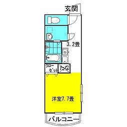 ミルキーウェイ3rd ワンルームの間取図画像