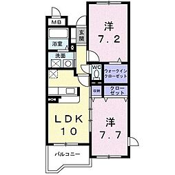 エストレーノ・パレスA 2LDKの間取図画像